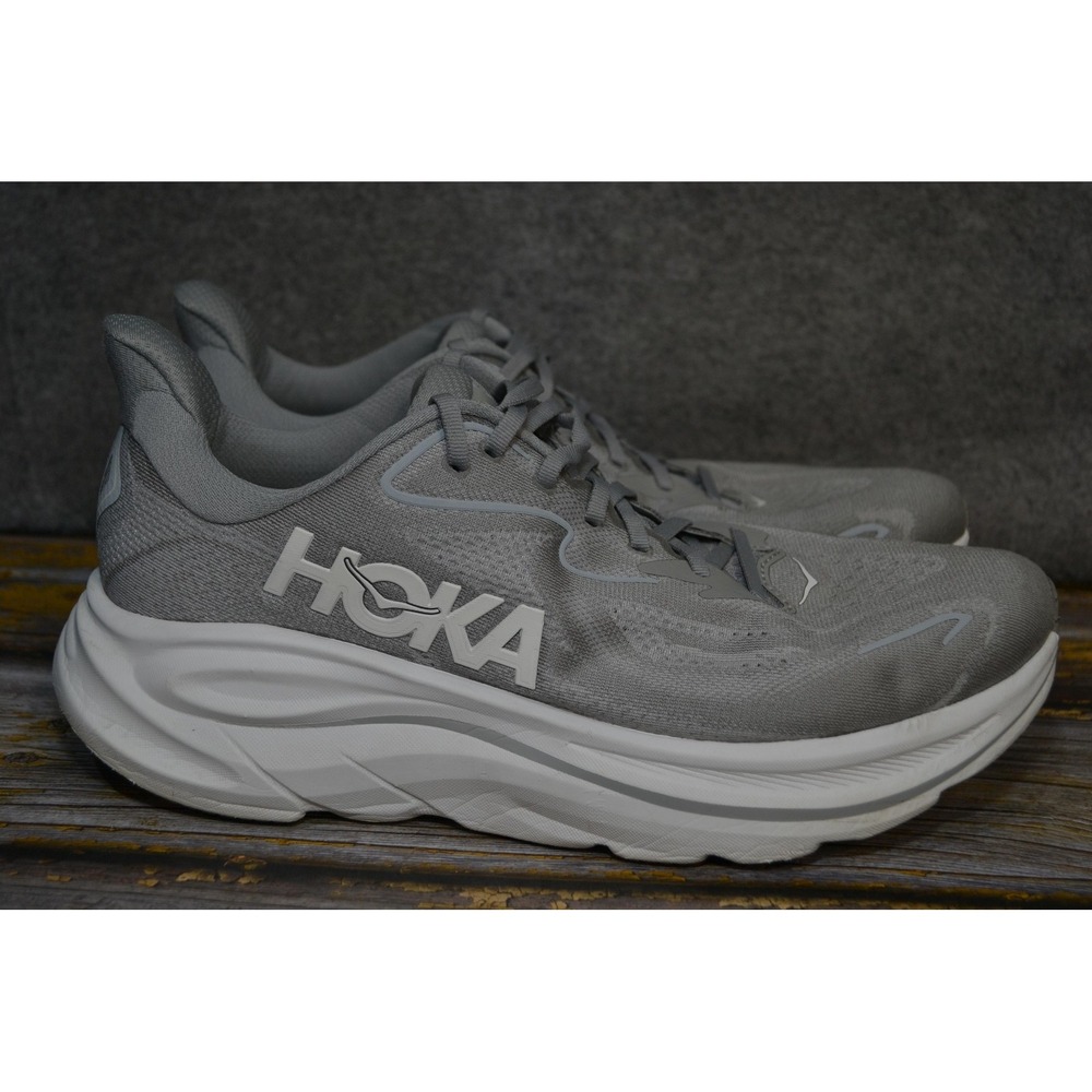 Hoka One One Clifton 10 Shoes Mens 11.5D Gray Running Sneakers 1126030 STLLR